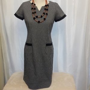Talbots Houndstooth fringe trim dress size 6p